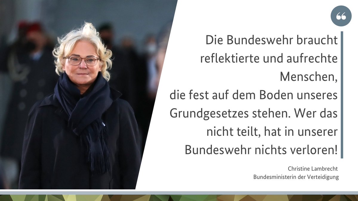 BMVg_Bundeswehr's tweet photo. Verteidigungsministerin #Lambrecht stellt klar: https://t.co/kX8Je4hmBo