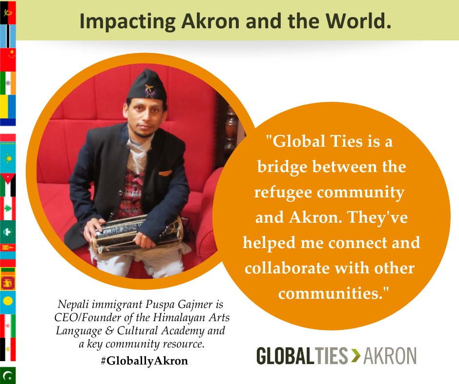 globaltiesakron's tweet image. Nepali-born Puspa Gajmer is a cultural liaison, linking  local Bhutanese/Nepalese Akron and the world. He shares his perspective on American culture w/his community while celebrating and preserving his own cultural traditions.
 
Learn more about us globaltiesakron.org
