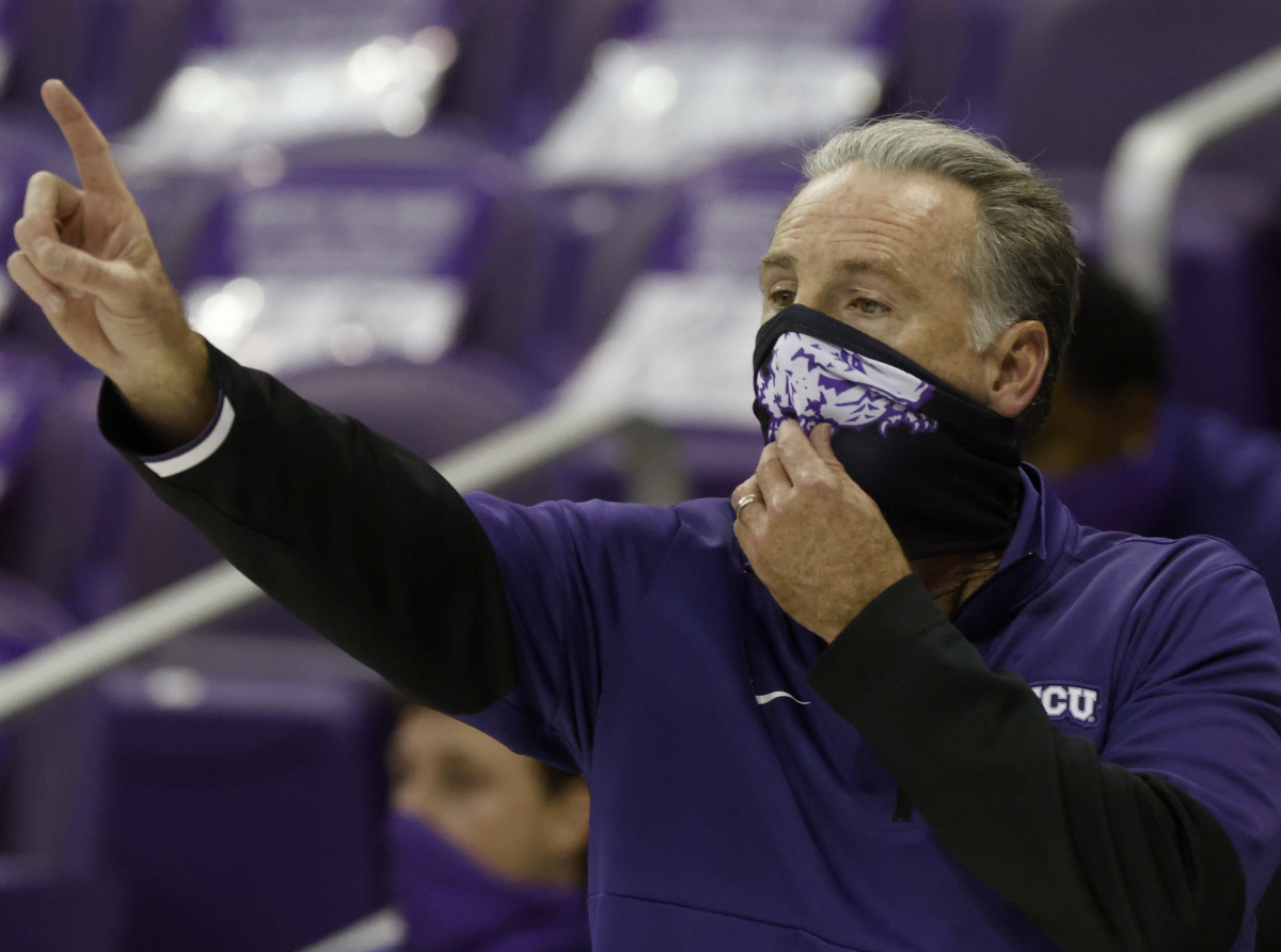 frogstoday's tweet photo. COVID sets in with TCU men, but end of shutdown is in sight. 
By Jeff Wilson
Frogs Today senior writer
Read the full story here:  https://t.co/6tBlCgURkF

Image credit:(The Associated Press/Ron Jenkins). https://t.co/LjfkrPlIfl