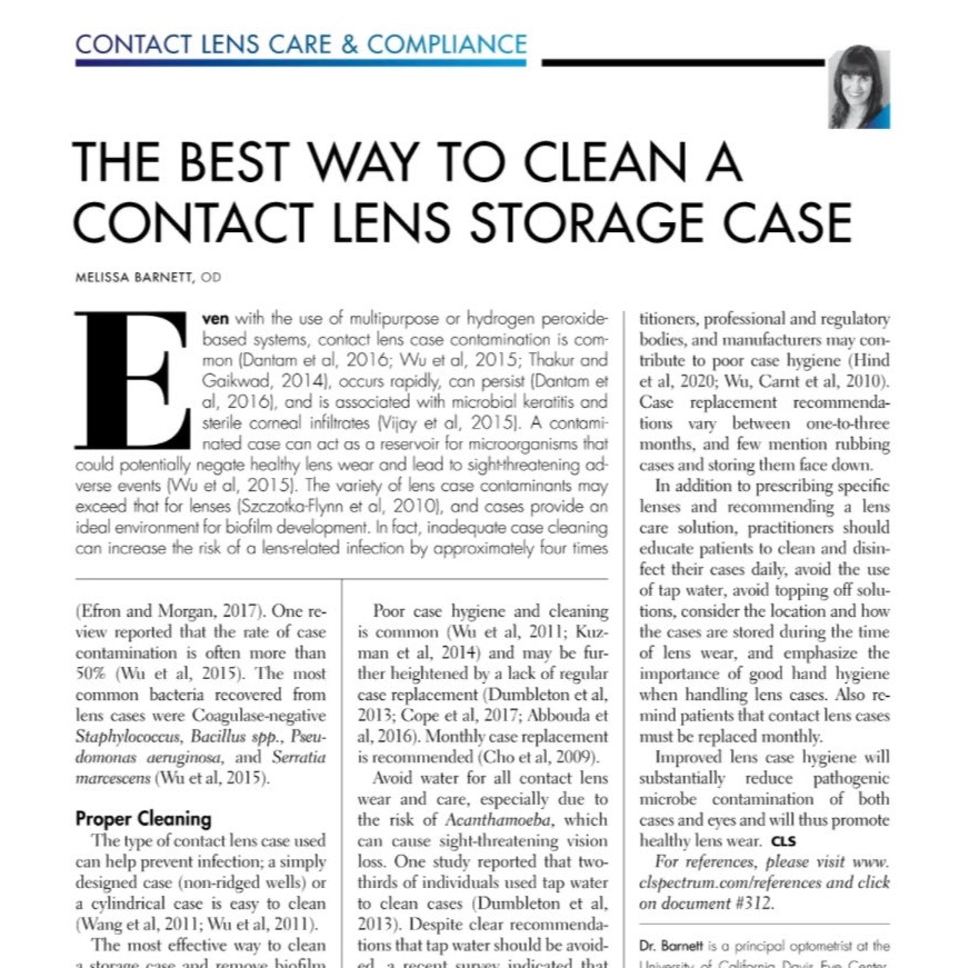 Contact Lens Care &amp; Compliance
The Best Way To Clean A Contact Lens Storage Case
By Melissa Barnett, OD
Contact Lens Spectrum November 2021

Follow Link: ow.ly/GNQr50Hkrzc

#intrepideyesociety
#contactlens #contactlenscompliance