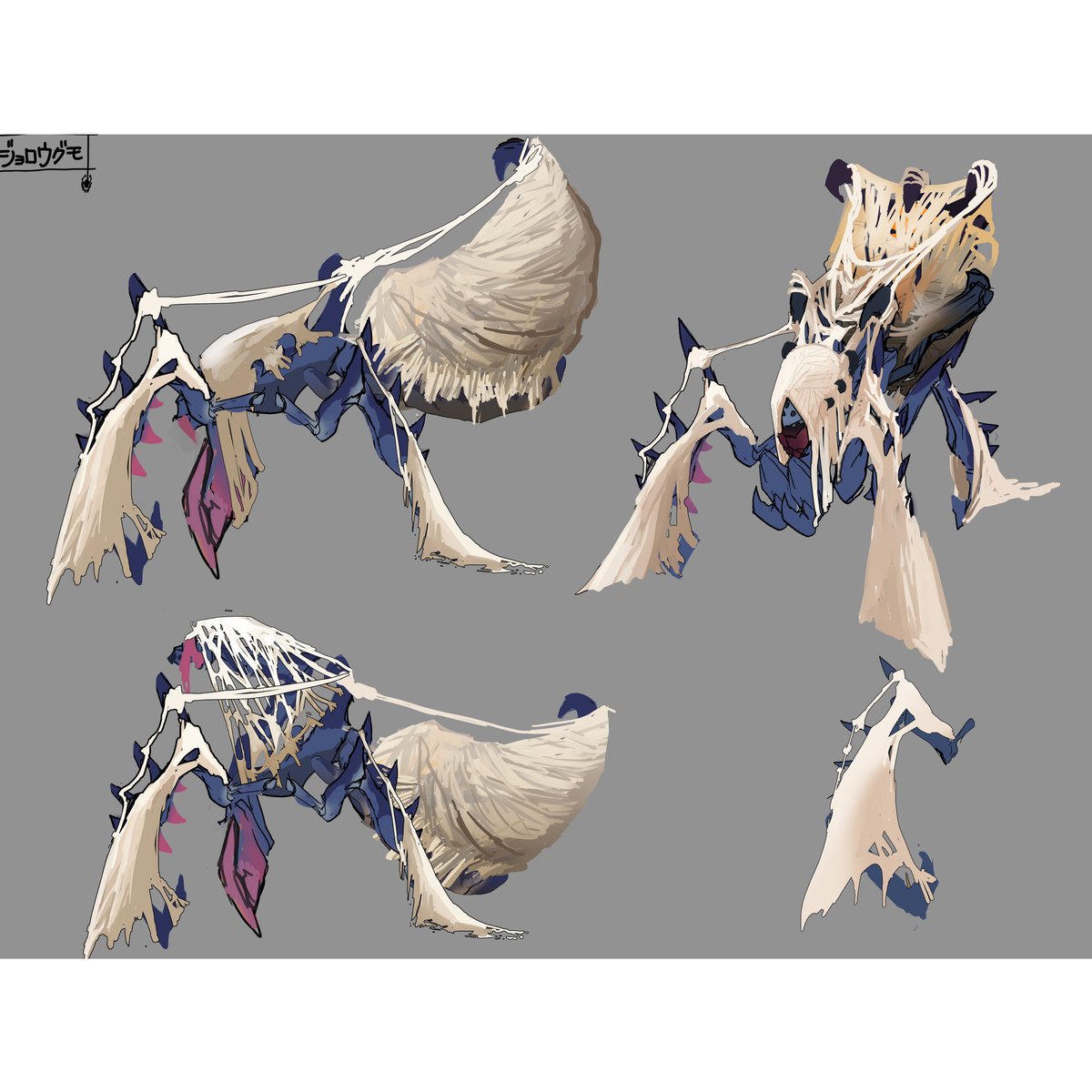 👹 #MonsterSpotlight 👹

Before emerging from her webbing, Rakna-Kadaki's design explored various concepts.  #MHRise 