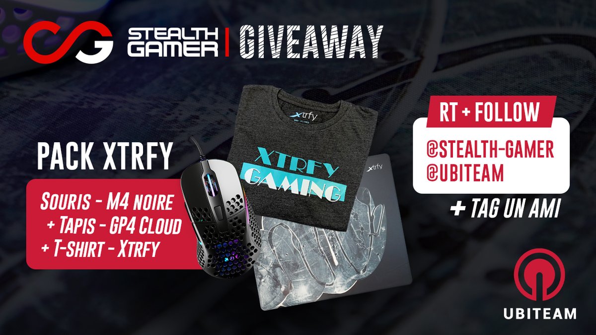 StealthGamerFR's tweet photo. [#CONCOURS]

🎁 Pour fêter la fin de l'année 2021, on vous fait gagner un pack @Xtrfy avec notre partenaire, la team esport @UBITEAM 🔴⚪

Avec l'ESEA reprenant bientôt, ça tombe à pic ! 😎

Pour jouer : ⬇️
👉 Follow @UBITEAM  @StealthGamerFR 
✅ RT
✅ + Tag 1 ami

TAS le 7/1 🙌 https://t.co/kE4lpnJ0HN