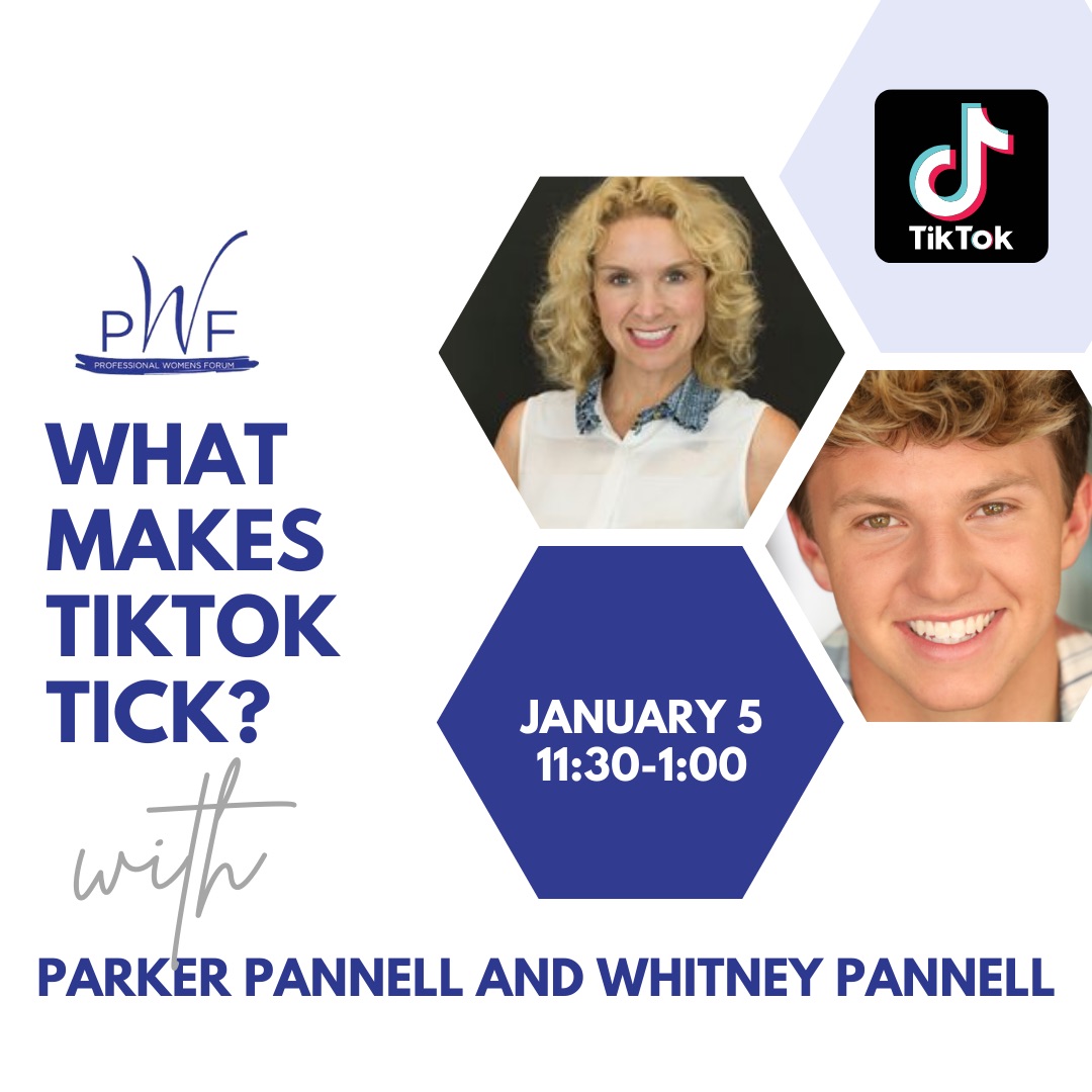 Professional Women’s Forum (@pwflex) on Twitter photo We are thrilled to have <a href="/whitneypannell/">Whitney Pannell</a> and <a href="/parker_pannell/">Parker Pannell</a> as our speakers for the January Professional Women’s Luncheon!
Join us Jan 5 at Cooper Roux! eventbrite.com/e/tiktok-parke… We are thrilled to have <a href="/whitneypannell/">Whitney Pannell</a> and <a href="/parker_pannell/">Parker Pannell</a> as our speakers for the January Professional Women’s Luncheon!
Join us Jan 5 at Cooper Roux! eventbrite.com/e/tiktok-parke…