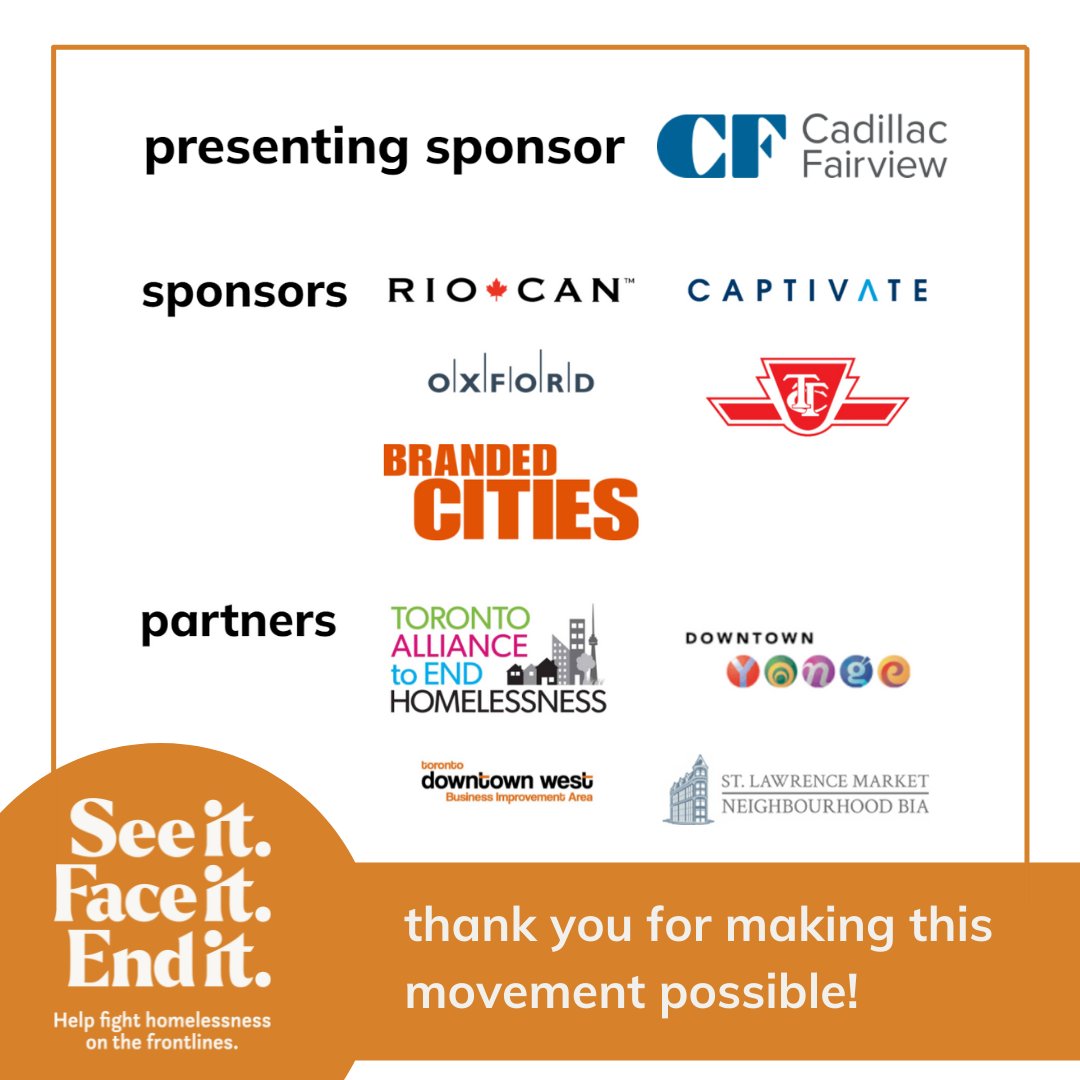 tiptapForChange's tweet photo. We'd like to give a huge thank you to our presenting sponsor #CadillacFairview and our sponsors and partners for making #SeeItFaceItEndIt possible. We couldn't have done it without you! #endhomelessness #charity #nonprofit https://t.co/7IcLa6qgvh