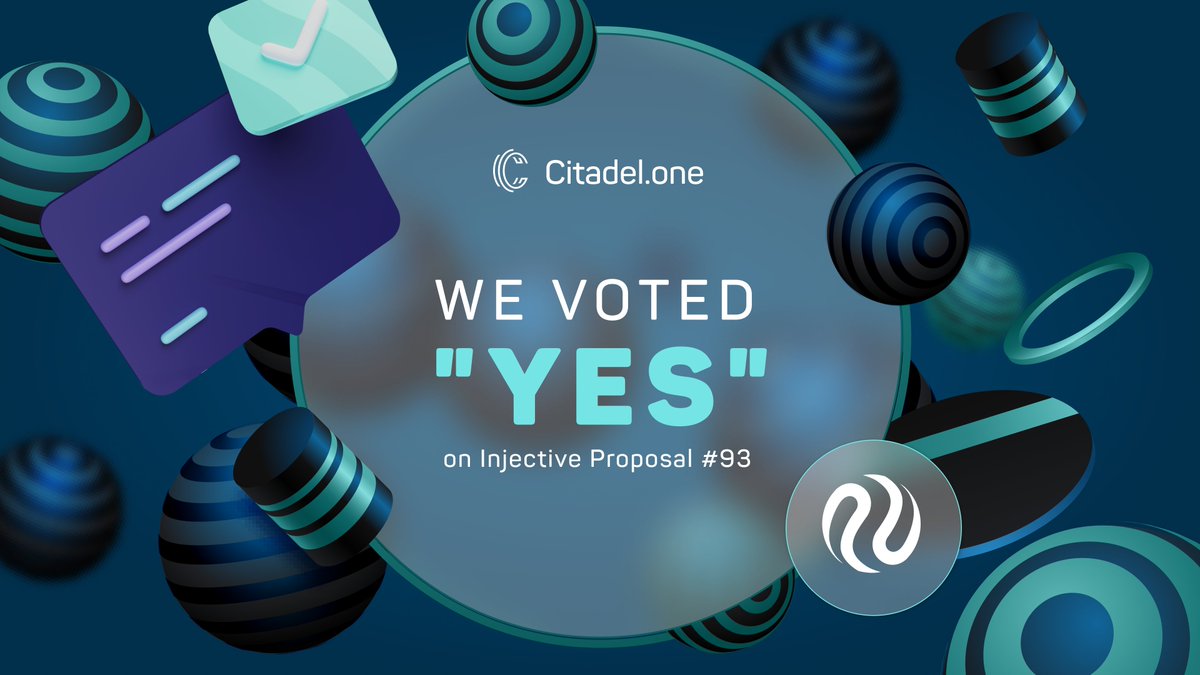 CitadelOne_'s tweet photo. We voted "Yes" on @InjectiveLabs Proposal #93. This proposal will commit the #Injective Chain to halt the Injective Chain application binary at block height 6159200 and start the new #InjectiveChain application binary

Proposal🔻
https://t.co/5kxHOv8Rb9 https://t.co/LnnVBgQZO1