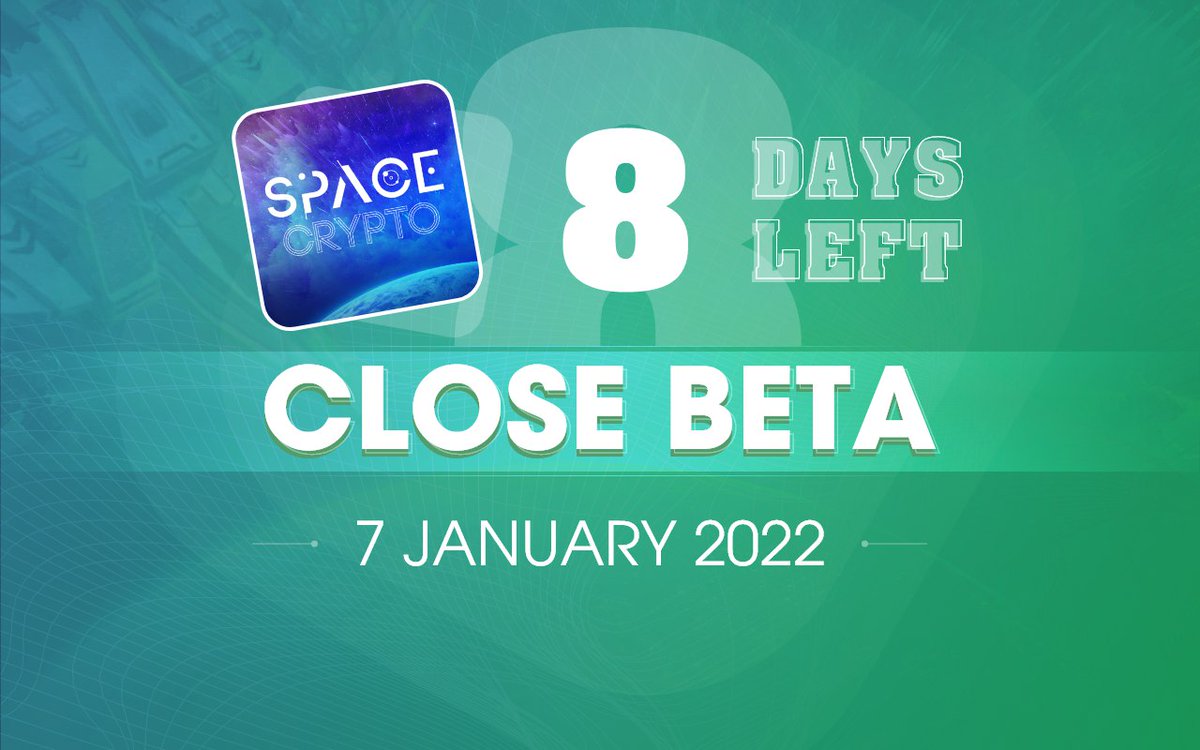 SpaceCryptoGame's tweet photo. 📣📣 8 DAYs LEFT CLOSE BETA 📣📣
🎉 Space Guardians, let's countdown to Space Crypto meta release date!
👉 Follow at: https://t.co/GRsWKpGf1e

#SpaceCrypto #SPG #Metaverse #PlayToEarn #NFTs #DeFi #Gamefi #Beta https://t.co/6pMuMeNakD
