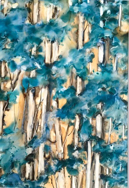 Three great WAVE Artists wonderful #abstractacrylic by Ainslie Davis, #watercolours, the beautiful Desert by Gwen Harp and Turquoise Trees by Melanie Robins on #yuppo, a great look and Mel has a special touch, everything just flows.  Contact info can be found on the WAVE Website.