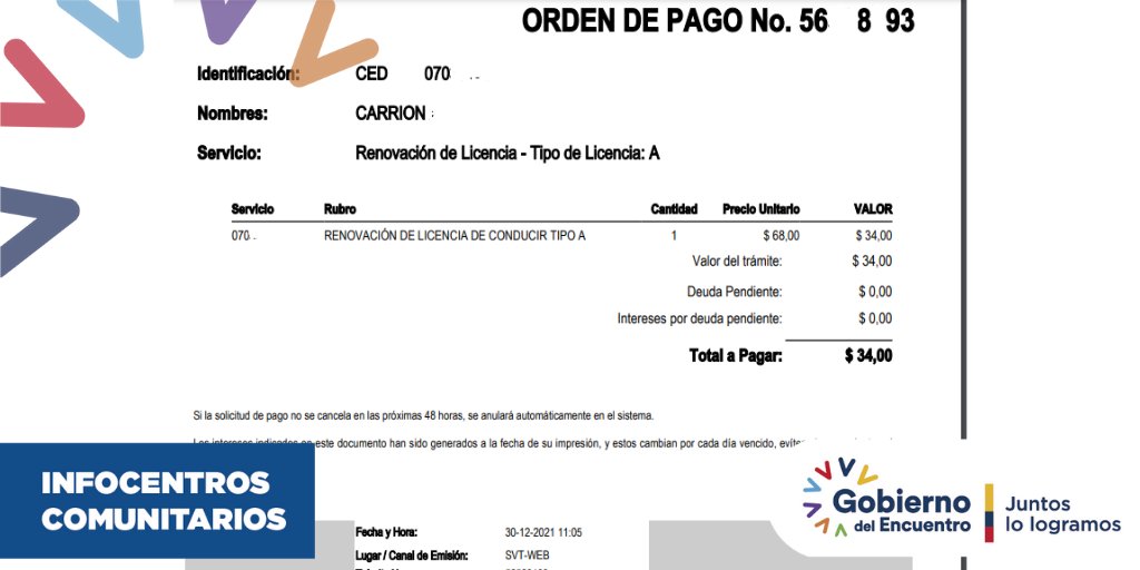 #ElOro Infocentro Saracay al servicio de la ciudadanía, se ayudó a ciudadano a obtener la respectiva orden de pago previa a la obtención de turno para renovar su licencia de conducir.
#EncontrémonosPorLaConectividad #JuntosLoLogramos #Facilitador 
<a href="/vmaino/">Vianna Maino</a> <a href="/Telecom_Ec/">Ministerio de Telecomunicaciones Ecuador 🇪🇨</a> <a href="/CNT_EC/">CNT Ecuador</a>