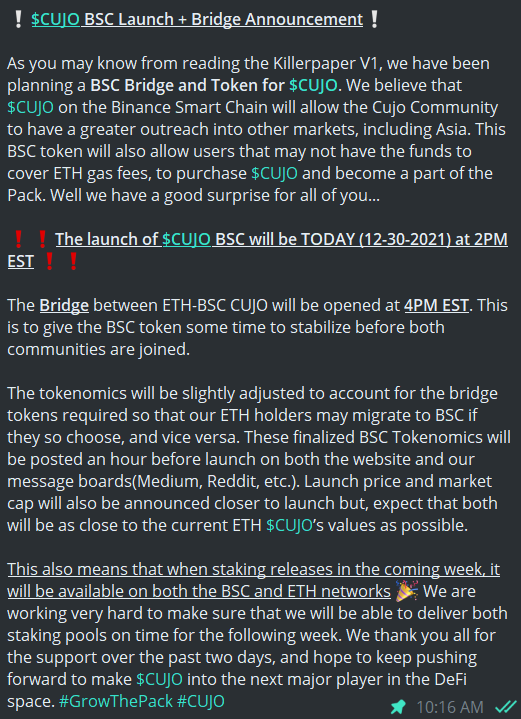 CujoInuToken's tweet photo. $CUJO BSC Launch TODAY 2PM EST!!

Contract will be announced prior to launch in the $CUJO TG group: https://t.co/V6BVYOpXh5 https://t.co/RGItf0WuKj