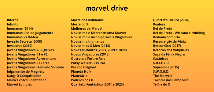 DrivMarvel's tweet photo. Essas são as HQ's que estão disponíveis até o momento no Marvel Drive https://t.co/aG9ZiZntdZ https://t.co/mxIG0m1JLr