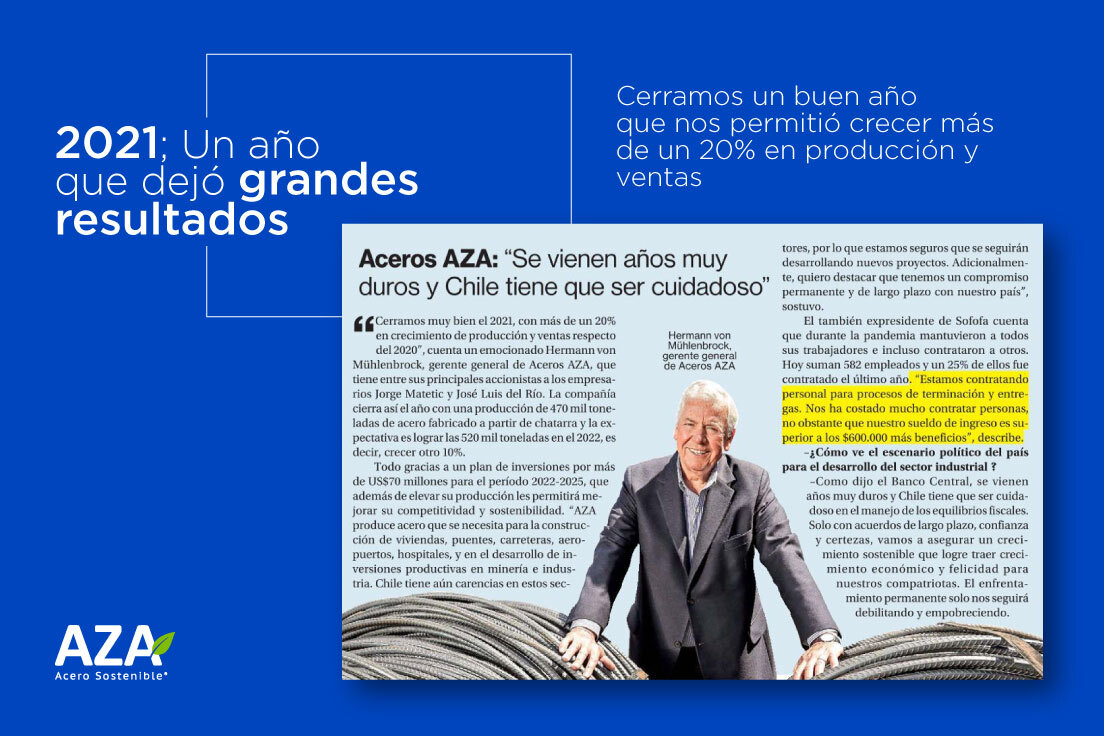 Nuestro Gerente General Hermann von Mühlenbrock, hace un balance de este 2021 y las proyecciones para este nuevo año que llega con nuevos desafíos. 🌱  
Más, aquí: cutt.ly/bUToYpt