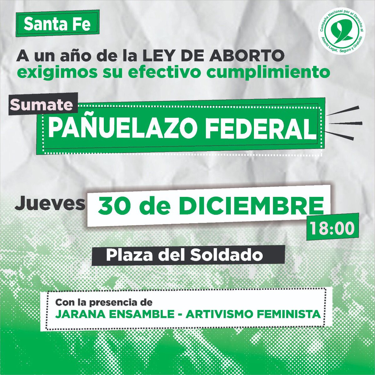 femsabaleras's tweet photo. ¡HOY! 
A un año, seguimos en campaña 💚 https://t.co/CDBUFJvmsn