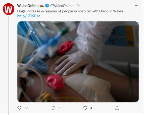 If you live in Wales and this image popping up on your timeline read the tweet below for some comfort rather than the usual scaremongering from the media. 

◼️ No change in no of patients in ventilated beds the past week - 72% lower than last year