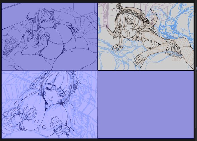 いつもよりちょっと丁寧な落書きくらいの気分で始めたパイズリ研究部2、4日目突入してなお4枠目までたどり着けず。何なら1枠目もバリバリ途中でありますなあ😇 