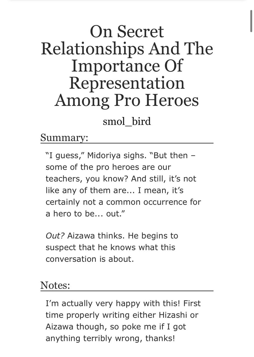 bnhaficrec's tweet photo. 「On Secret Relationships And The Importance of Representation Among Pro Heroes」
˚✧ https://t.co/iA7zTBiQCp
#bnha #mha #fanfic #fic #fanficrec #izuku #deku #dadzawa #dadmic https://t.co/MA4fDkwUjX