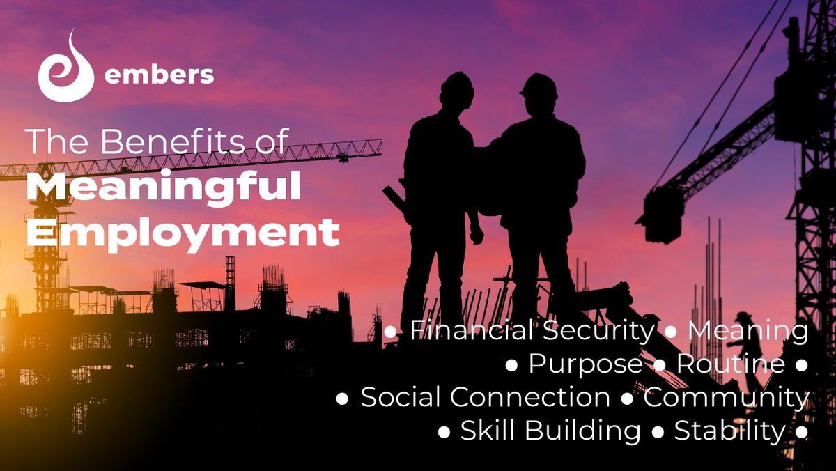 EMBERSorg's tweet photo. Many of us take for granted the true impact of meaningful employment. A job provides financial stability, purpose, social connection and much more, all contributing to overall wellness. At EMBERS, we're committed to making employment more accessible.
 #WorkingForGood https://t.co/KggtbjvH5j