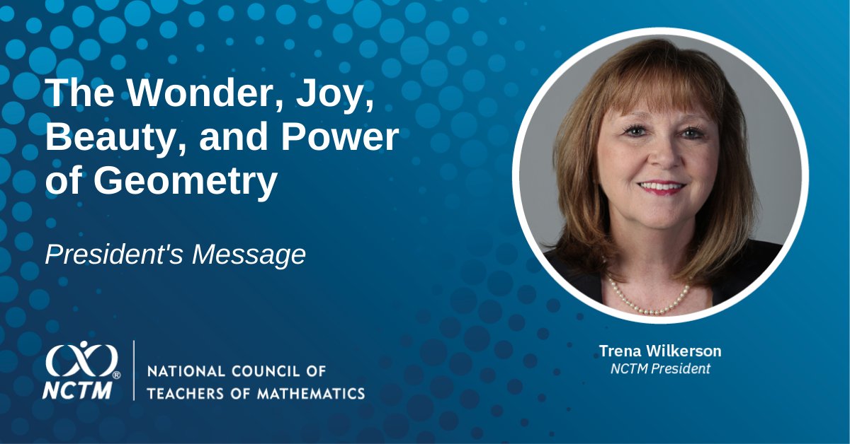 NCTM's tweet image. In this month's President's Message, @TrenaWilkerson shares her own experience with #geometry and how the importance of understanding its origins can provide an empowering opportunity for students: nctm.link/EenYp

#math #maths #mathematics #education