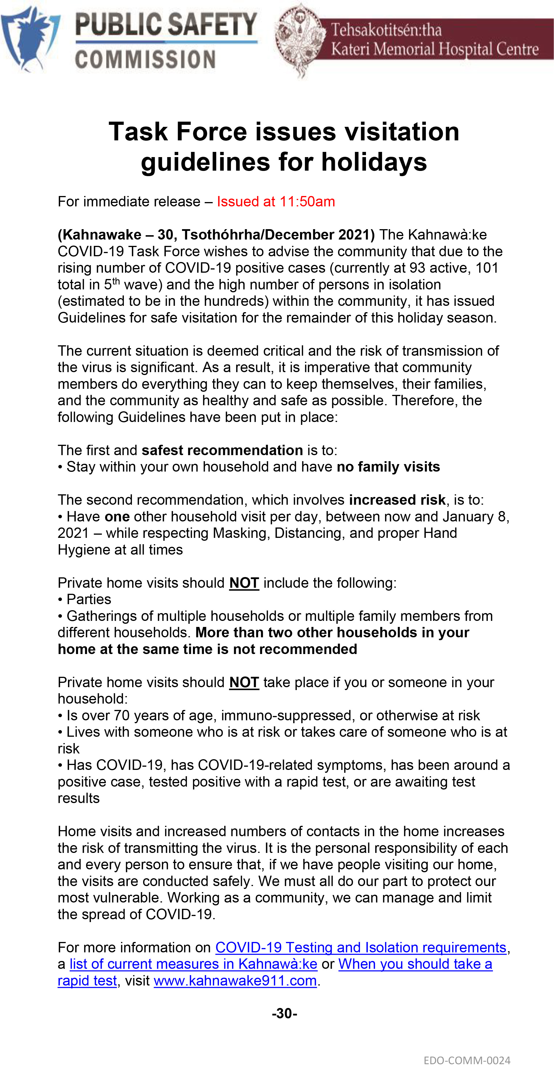 Mck Public Relations Task Force Issues Visitation Guidelines For Holidays T Co Kl0c8j9gff T Co Ugindpn3bh Twitter
