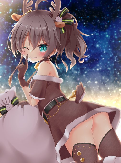 大大遅刻ですが、年内に間に合った猫科のトナカイさんです。 #祭絵 