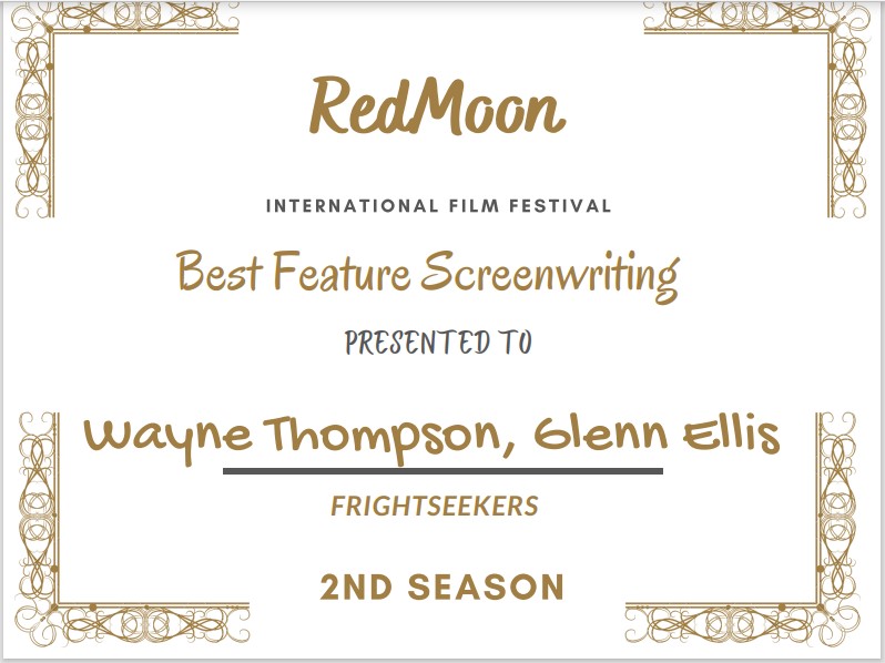 MrWayneThompson's tweet photo. What a way to end the year - another couple of awards courtesy of @redmoonfilmfest Best short horror with an amazing upcoming talent Katie Ellis https://t.co/7ZHMPEE9DE then best feature screenwriting for the multi award winning script #Frightseekers Thank you so much https://t.co/9JyuhUFFsz