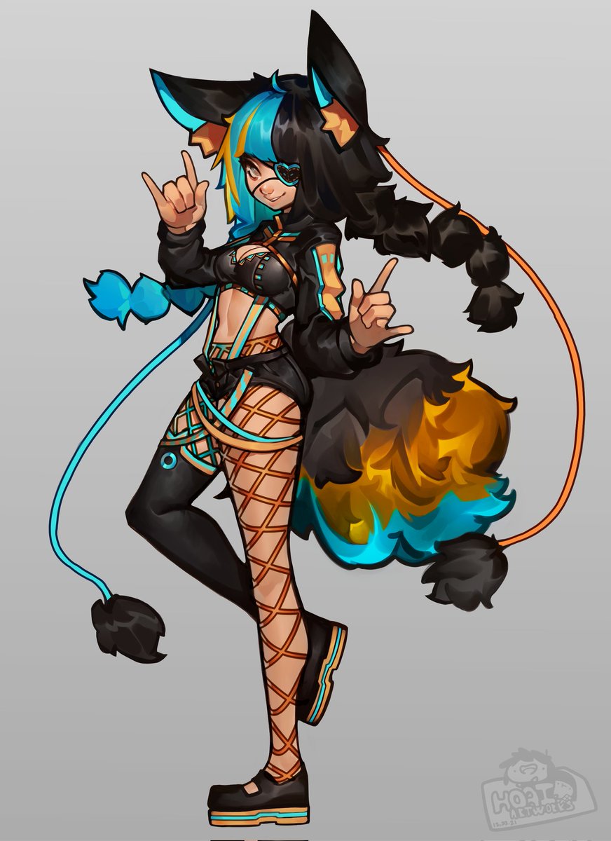 HOAIartworks's tweet photo. #Commission for Elylbroong, Character: Pebble 🧡💙✨ https://t.co/JE2Uz1te2T