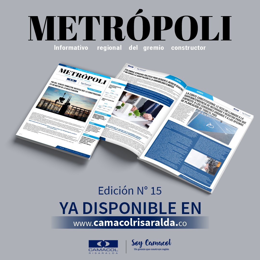 🏗️🏢🏡 Consulta Metropopli Express en su edición No 15. Ingresa en camacolrisaralda.co/metropoli-expr… y entérate de las ultimas noticias y tendencias de la economía nacional y el gremio constructor de la región.
#camacolrisaralda #soycamacol #metropoli