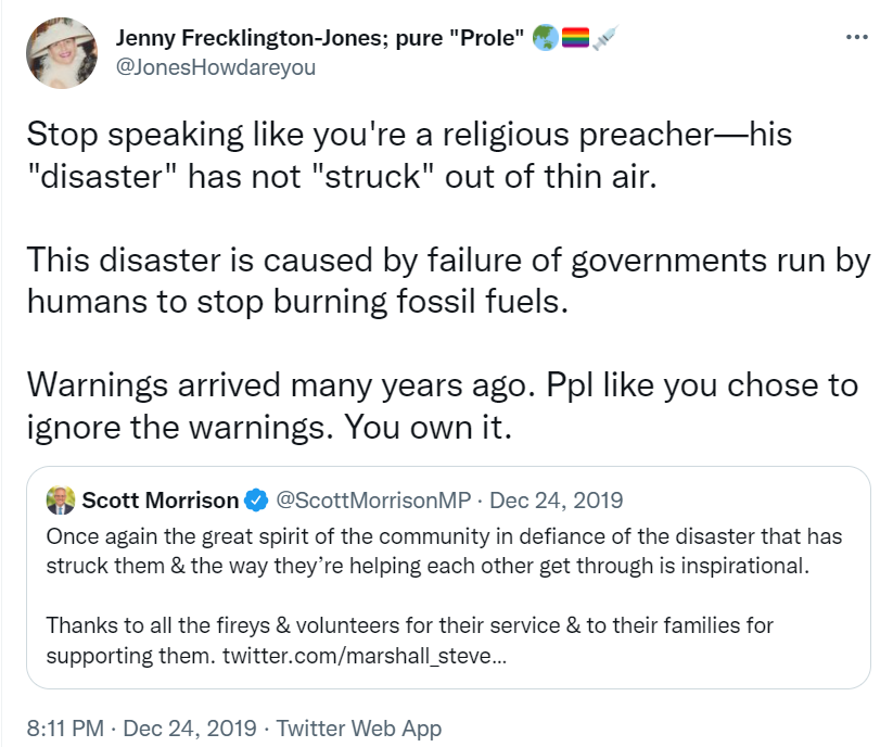 JonesHowDareYou's tweet photo. Just over two years ago. No wonder I feel like a broken record. #auspol #ScottMorrison #ClimateChange #DisasterMismanagement #COVID19au #Omicron https://t.co/C89TnOilaZ