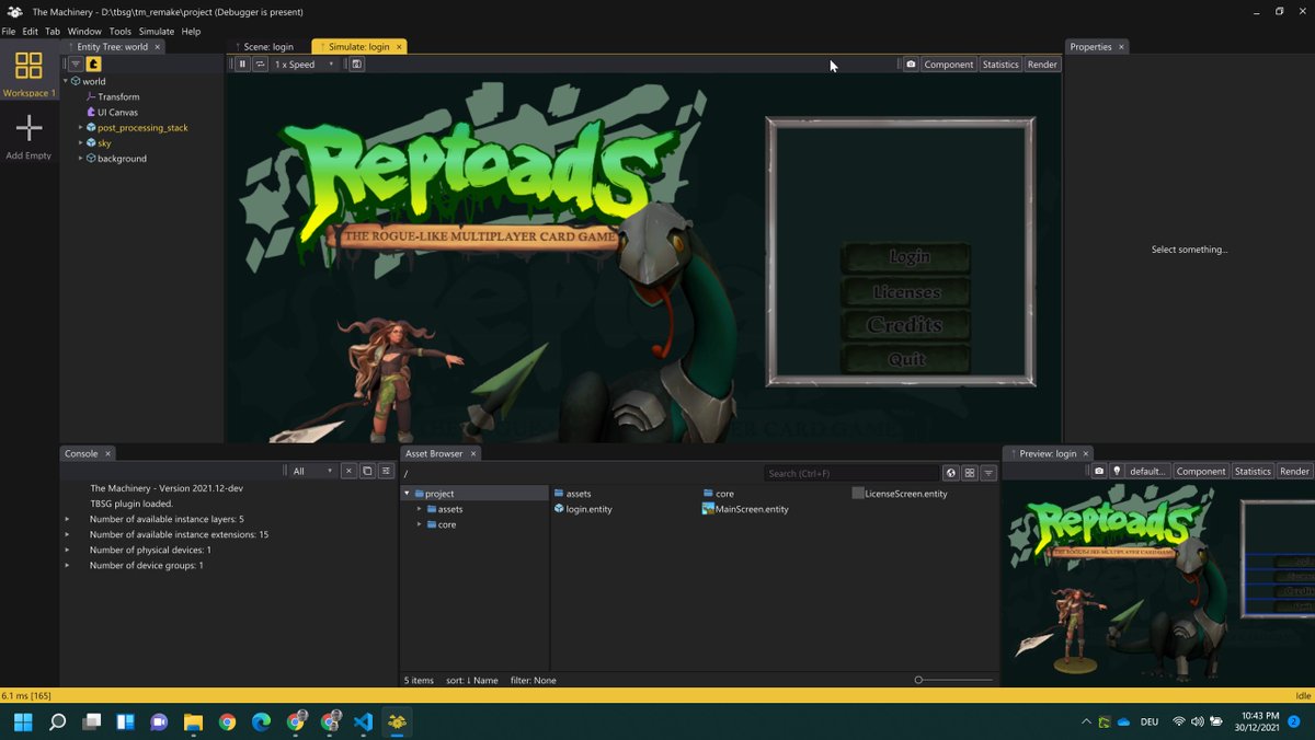 Having some fun with #TheMachinery (<a href="/ourmachinery/">Our Machinery</a> ) and an old game of mine (from university)... I am porting the game from a custom engine to use #themachinery. It's a great test! #gamedev