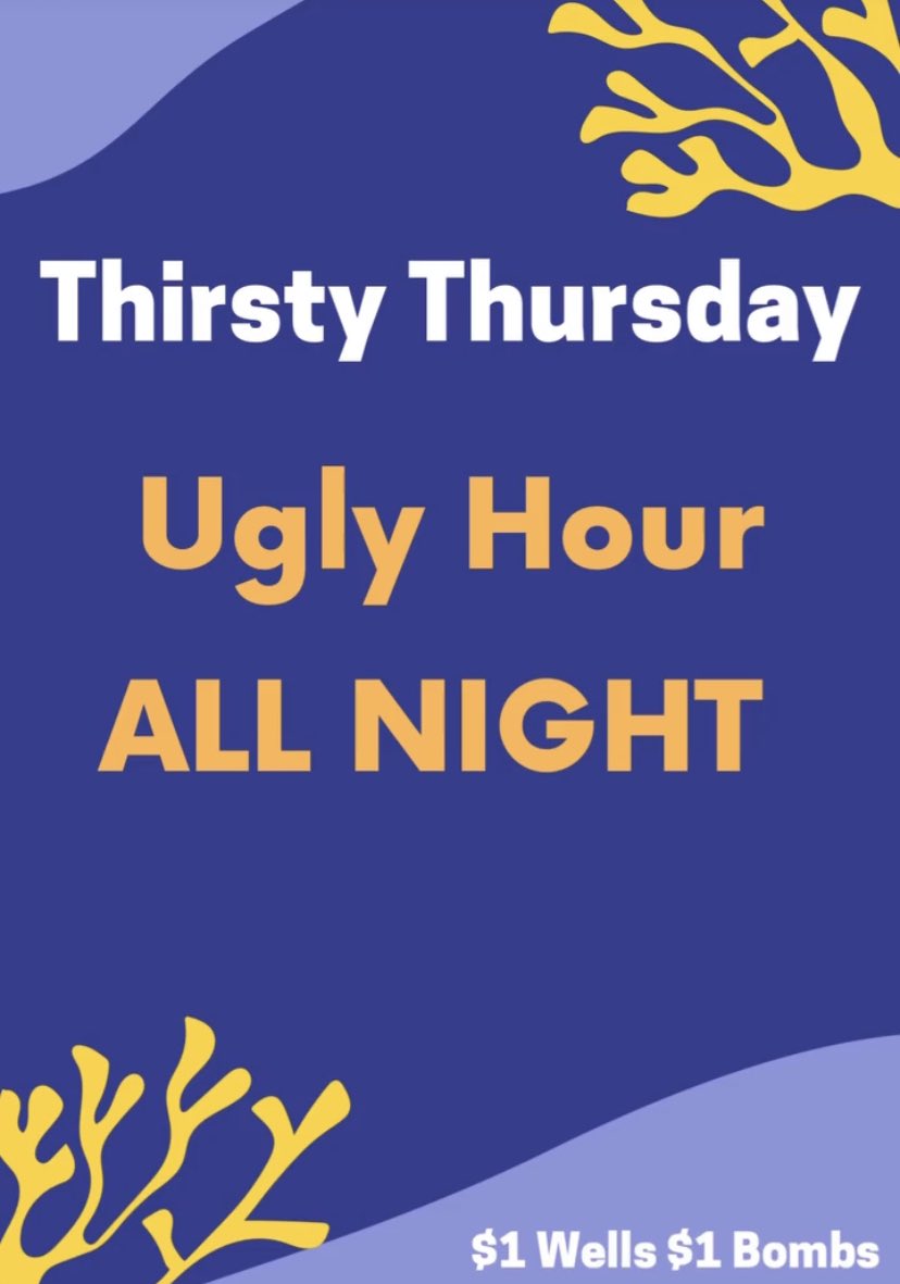 UglyTunaSaloona's tweet photo. Thirsty Thursday with Ugly Hour all night long! https://t.co/ti6Swd73kb