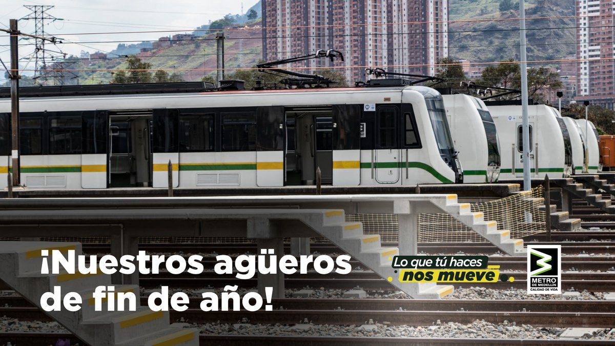 metrodemedellin's tweet photo. Nuestros agüeros de fin de año: 

- Comeremos 12 tornillos y tuercas 🔩 pa' que en 2022 todo esté bien ajustado.
- Daremos 12 vueltas en la vía de pruebas de patios de Bello, con maleta 🧳 llena, para que en 2022 recorramos millones de kilómetros juntos.

¡Cuéntanos los tuyos! 👇🏽 https://t.co/Gerv6X8lQL