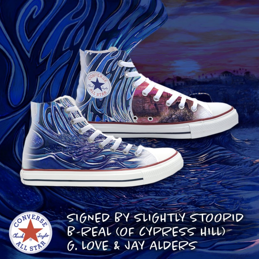 Slightly Stoopid on Twitter: "🚨 CONTEST EXTENDED 🚨 Enter to win a signed one-of-one limited edition pair of Converse shoes custom printed with Jay Alders art from the Everyday People Contest