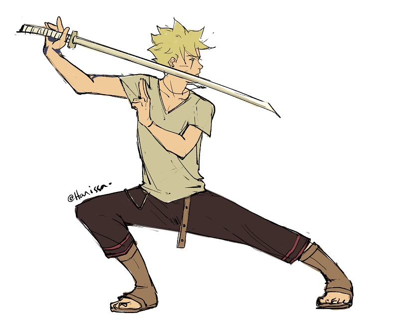 HarissaArt's tweet photo. UNPOPULAR THEORY:
Boruto might be using his master's sword in theTS but he's using a totally different kenjustsu style taught by his clan the Hyuga https://t.co/unjE2VQC5A