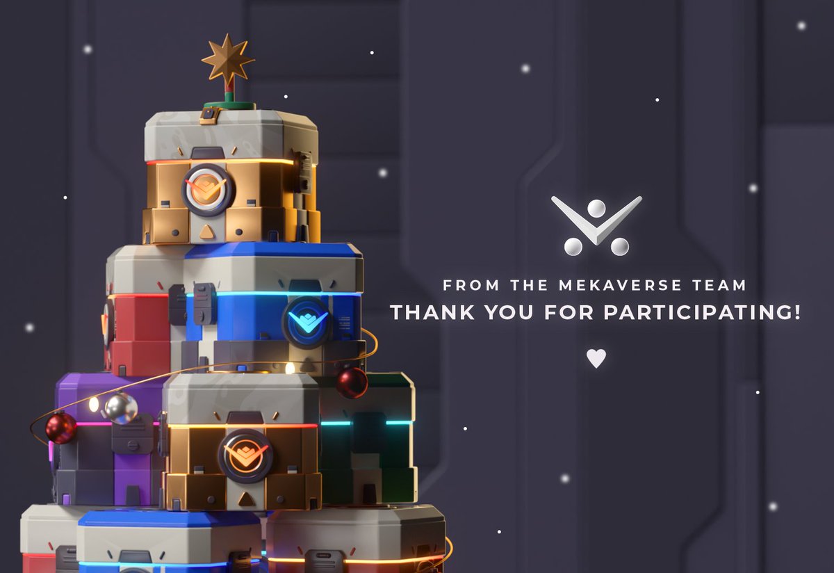 MekaVerse's tweet photo. We're excited to present the winners of our Winter Loot Boxes Event, the nostalgic Pac-Bots game, and the incredible Meka Factory Puzzle! Join our Discord community to find out whether you won! 🏆 

Join our community:
→ https://t.co/4VRHBHwd33 🌐 https://t.co/TloCdjJh76