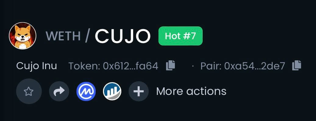 CujoInuToken's tweet photo. $CUJO Trending again today after the BSC launch!
#CUJO #SHIB #ZINU #PINU #FLOKI #ETH #BSC #GEM https://t.co/OCe6l1BB2o