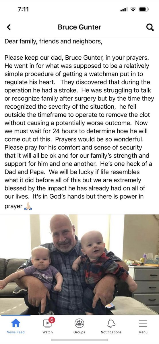 Mr. Gunter is the nicest man you will ever meet. He has always valued family more than anything. Please send prayers to him and his family.🙏