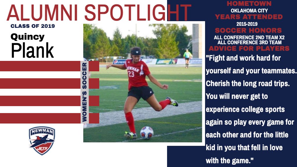 NewmanJetsWSOC's tweet photo. @quincy_plank is our featured alumni today! We love the advice she has provided to our current players! 

Alumni please go to the link in our bio to fill yours out! https://t.co/k5ukIO8veh