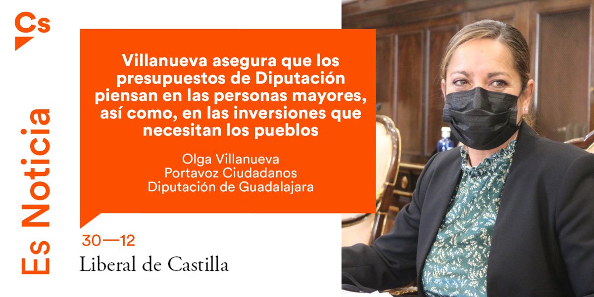 Cs_Guadalajara's tweet photo. ✅ El #Pleno de la @dipuguadalajara ha aprobado los que serán los terceros presupuestos liberales 

👏 La vicepresidenta @OlgaVilllanueva  asegura que estas cuentas piensan en las personas mayores e inversiones que necesitan nuestros pueblos

🗞 https://t.co/9FHTdzQlX1 https://t.co/WLYTYRKPE5