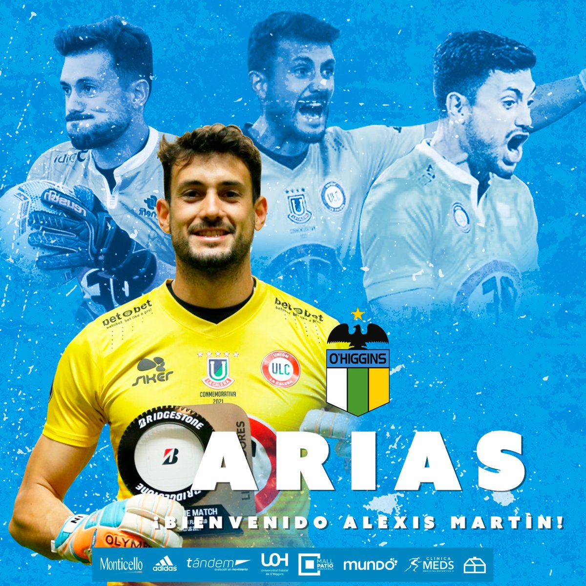 🙌 Bienvenido a la Región de Libertador Bernardo O'Higgins!! Un nuevo guerrero defenderá los tres palos del Capo!! 🇧🇼

💪 Bienvenido Alexis Martín Arias!!!!! 🧤⚽️

#DaleOHigginsDale 🇧🇼