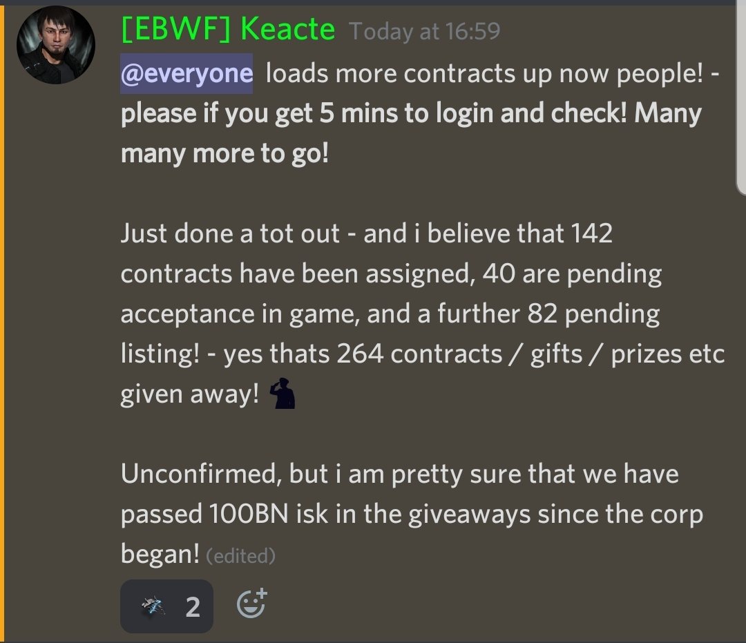 Santa claus did come to new Eden...I've had a busy couple of days with festive giveaways to our little community!! 

264 giveaways, taking our total giveaway pot to more than 100bn isk since 2018!  MAD!

#fwend #eveonline #ebwf #smallgangpvp #funinc #eveonline #tweetfleet