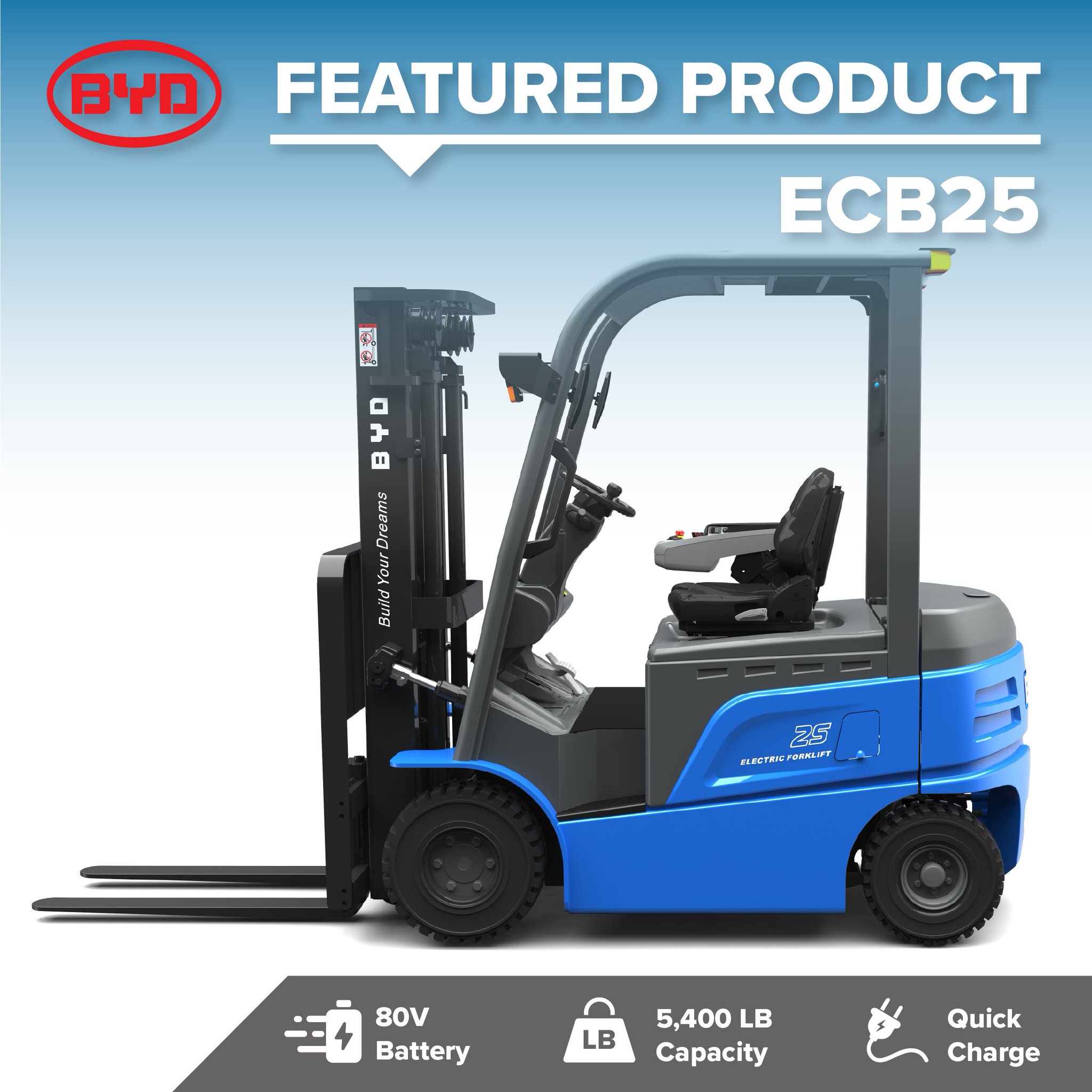 BYD on Twitter "BYD’s ECB25 Electric Forklift Powered by BYD’s lithium
