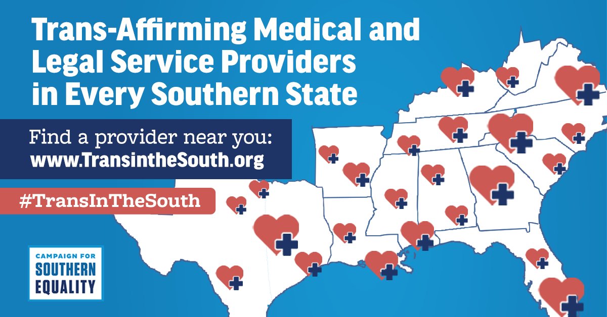 Tens of thousands of #transgender Southerners have accessed <a href="/SouthernEqual/">Southern Equality</a>’s #TransintheSouth guide, which lists 400+ trans-affirming medical and legal service providers. Have you checked it out to find providers in your state?

📖 bit.ly/TransSouthGuide
