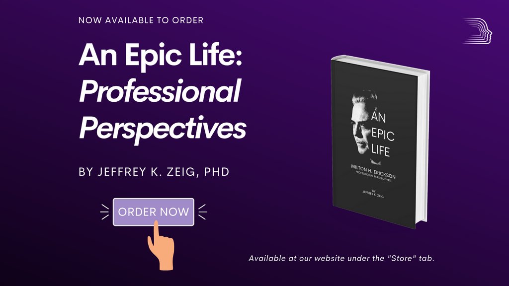 EricksonFound's tweet photo. In Jeffrey Zeig’s new release, you will be provided with an overview of Erickson, a short history of psychotherapy and hypnosis, and will be immersed directly in the world of Milton Erickson.

Order here: https://t.co/UNneNaIEKi

#NewReleases https://t.co/Rwnd6to7Wh