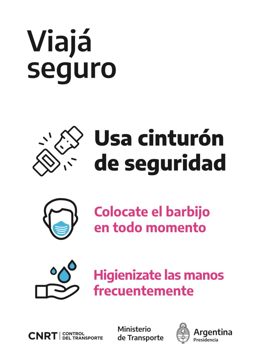 CELADIok's tweet photo. ¡Tengamos unas vacaciones seguras! En el ómnibus, usá el barbijo durante todo el viaje. ¡Y también el cinturón de seguridad! @InfoCNRT @MindeTransporte https://t.co/58e5pg09MS