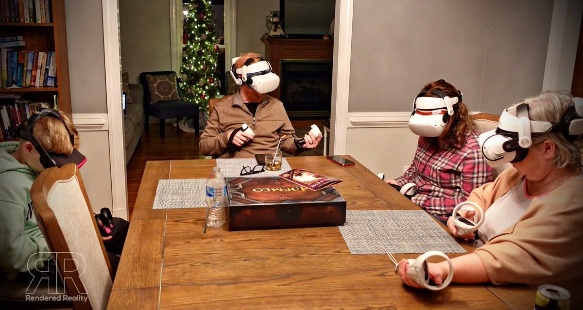RealityRendered's tweet image. A whole new meaning to family game night!!! Playing some @DemeoGame from @resolutiongame on the @oculus Quest 2!!! Fun way to spend the evening!!