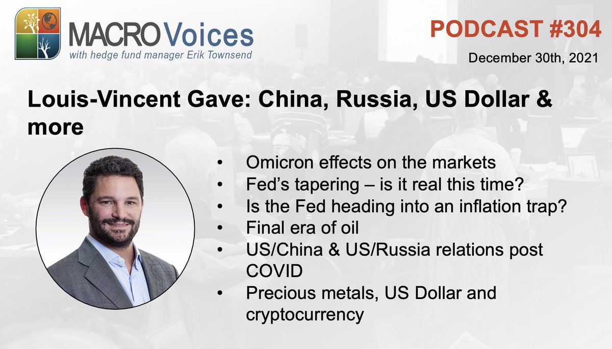 MacroVoices's tweet image. MacroVoices @ErikSTownsend and @PatrickCeresna welcome @Gavekal co-founder Louis-Vincent Gave as 2021’s final feature interview guest. They discuss the big picture of where the world of macro stands and what lays ahead in 2022.
bit.ly/3HiOB7m