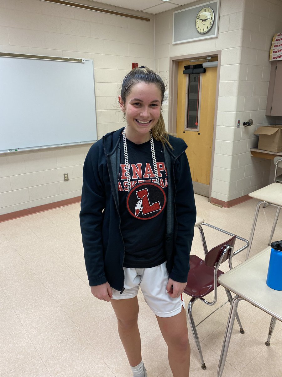 It’s a few days late but Junior forward Ava Dougherty earned the chain during Monday’s win when she filled the stat sheet with 19 points, 8 rebounds, 3 steals, and 3 blocks!  Great game Doc!  #TeamOverSelf #sorrydoc