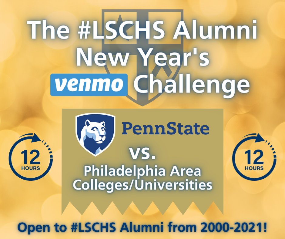 lschs's tweet photo. 12 Hours Left!  Will you help your side win the Challenge?  Visit the Venmo link below and mention PSU or your Philadelphia Five-County Area college/university to add to your team’s total!  Donors from the winning side will be mailed a #LSCHS gift!

Venmo: https://t.co/H9TU9413JB https://t.co/edoTGRoD1T