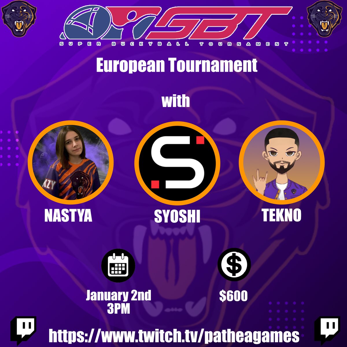 The Wakzy team will meet you on Sunday, January 2nd at 3pm to watch the European tournament on <a href="/SuperBuckyBall/">SBT ⚽️ - Wishlist on Steam!</a> !
Watch @NastyaWAKZY <a href="/SyoshiiiRC/">Syoshi</a> and <a href="/Wakzy_TekNo/">tekno0rc</a> on twitch.tv/patheagames