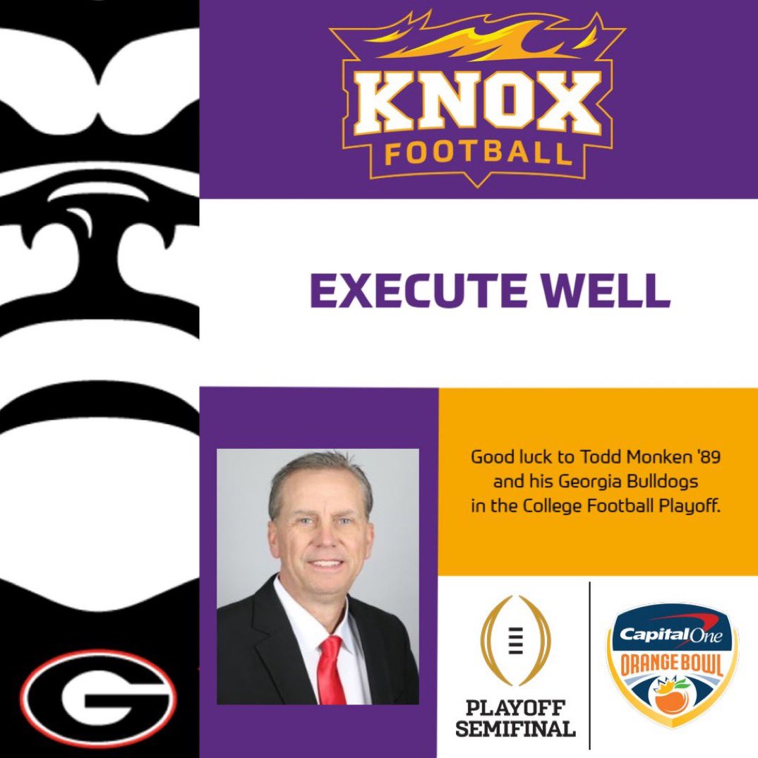 NTStrength's tweet photo. Two @FB_KnoxCollege alumni coaching &amp; one @newtrierfb alum playing in BIG bowl games:

🏈@JohnWozniak2 &amp; @CowboyFB take on @michaelvinson55 &amp; @NDFootball in the #FiestaBowl 

🏈@CoachToddMonken &amp; @GeorgiaFootball take on @UMichFootball in the #OrangeBowl

Time to #FinishStrong https://t.co/VzibUKynJj