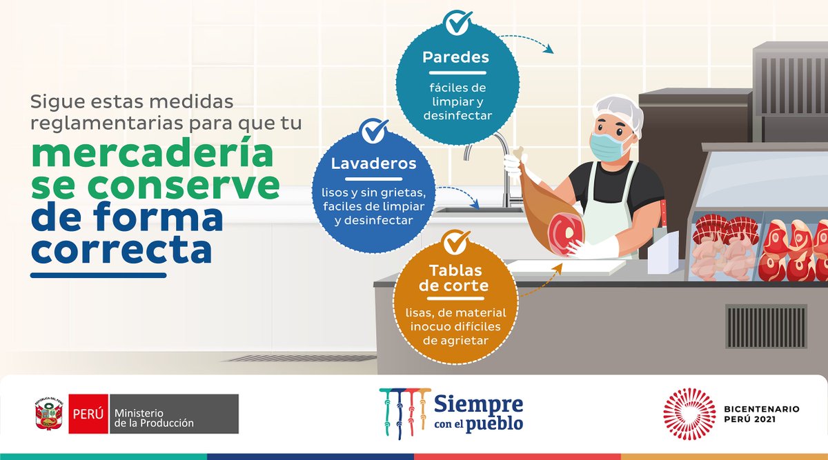 MINPRODUCCION's tweet photo. #ProduceTips |☝🏼 ¡Amigo y amiga comerciante! Para que tus carnes y pollos siempre se conserven frescos, tu puesto debe contar con exhibidores que mantengan siempre la cadena de frío y sean de material inoxidable. ❄️ 🥩 🍖 #MercadosDeAbastosMinoristas https://t.co/yj9iGqbJYK